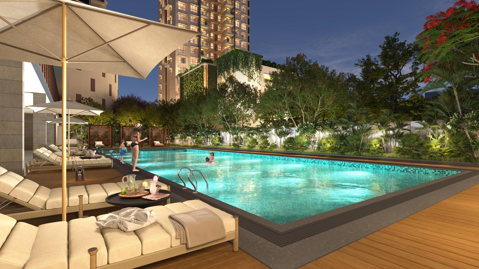 Half Olympic-size swimming pool at Mahindra Marina 64